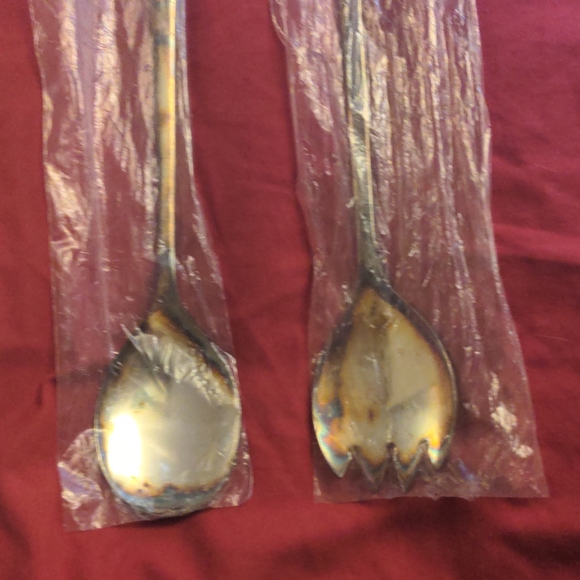 QUEEN ANNE SILVER PLATED ENGLAND SIGNED 2 Piece Set Large Fork & Spoon - Picture 15 of 16
